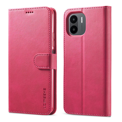 Leather Case Stands Flip Cover Holder LC1 for Xiaomi Poco C51 Hot Pink