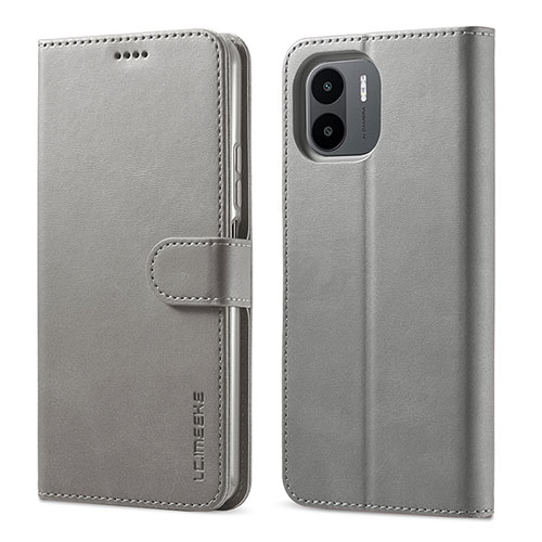 Leather Case Stands Flip Cover Holder LC1 for Xiaomi Redmi A1 Gray