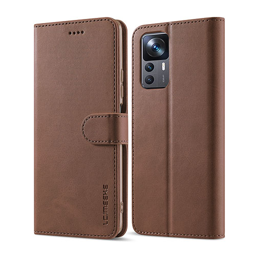 Leather Case Stands Flip Cover Holder LC1 for Xiaomi Redmi K50 Ultra 5G Brown