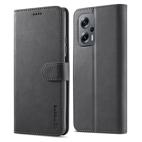 Leather Case Stands Flip Cover Holder LC1 for Xiaomi Redmi Note 11T Pro+ Plus 5G Black