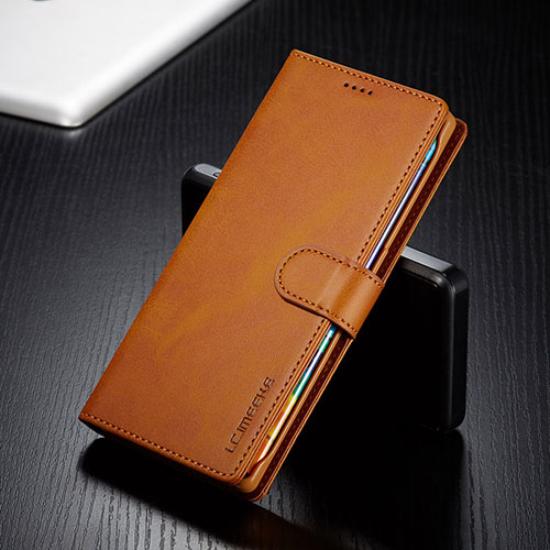 Leather Case Stands Flip Cover Holder LC2 for Huawei Nova 8i Light Brown