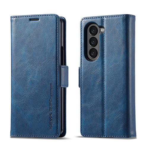 Leather Case Stands Flip Cover Holder LC2 for Samsung Galaxy Z Fold5 5G Blue