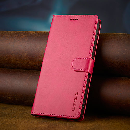 Leather Case Stands Flip Cover Holder LC2 for Xiaomi Poco C65 Hot Pink