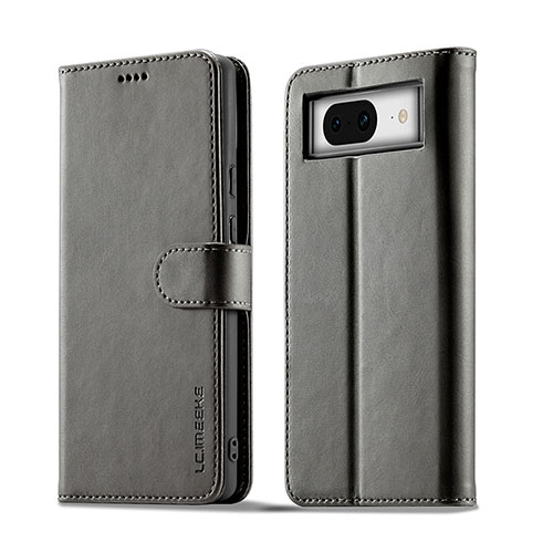 Leather Case Stands Flip Cover Holder LC4 for Google Pixel 8a 5G Gray