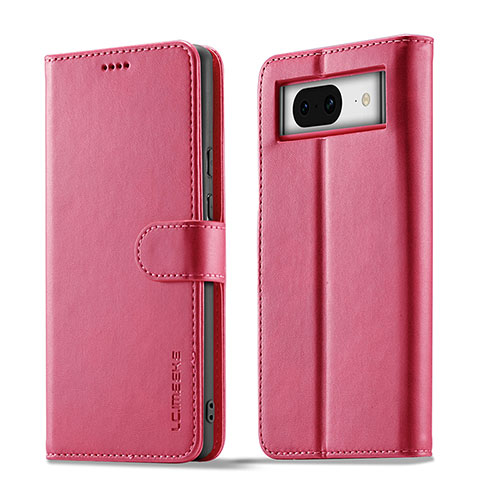 Leather Case Stands Flip Cover Holder LC4 for Google Pixel 8a 5G Hot Pink