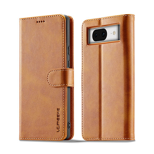 Leather Case Stands Flip Cover Holder LC4 for Google Pixel 8a 5G Light Brown