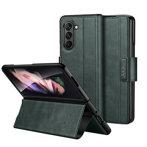 Leather Case Stands Flip Cover Holder LD1 for Samsung Galaxy Z Fold5 5G Green