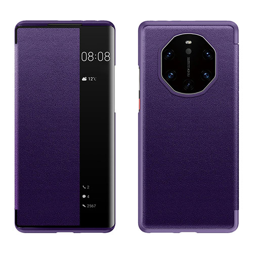 Leather Case Stands Flip Cover Holder LF1 for Huawei Mate 40 RS Purple