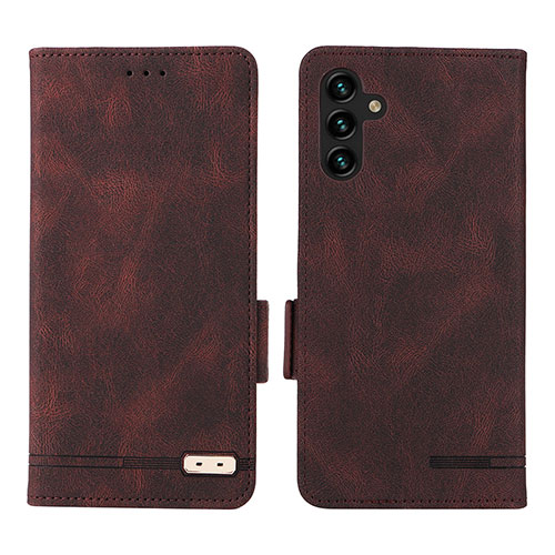 Leather Case Stands Flip Cover Holder LZ1 for Samsung Galaxy A04s Brown