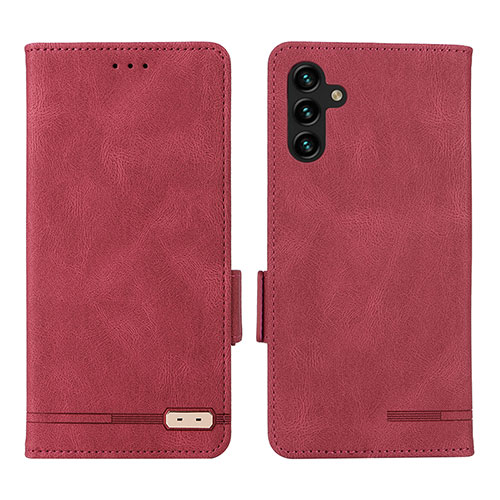 Leather Case Stands Flip Cover Holder LZ1 for Samsung Galaxy A04s Red