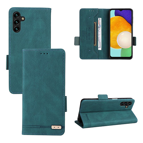 Leather Case Stands Flip Cover Holder LZ3 for Samsung Galaxy A04s Green