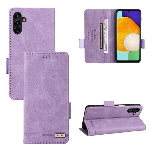 Leather Case Stands Flip Cover Holder LZ3 for Samsung Galaxy A04s Purple