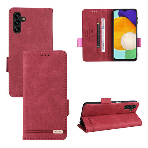 Leather Case Stands Flip Cover Holder LZ3 for Samsung Galaxy A04s Red