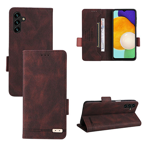 Leather Case Stands Flip Cover Holder LZ3 for Samsung Galaxy A13 5G Brown