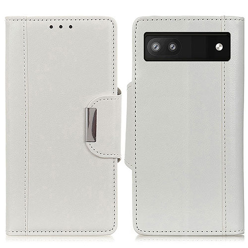 Leather Case Stands Flip Cover Holder M01L for Google Pixel 6a 5G White