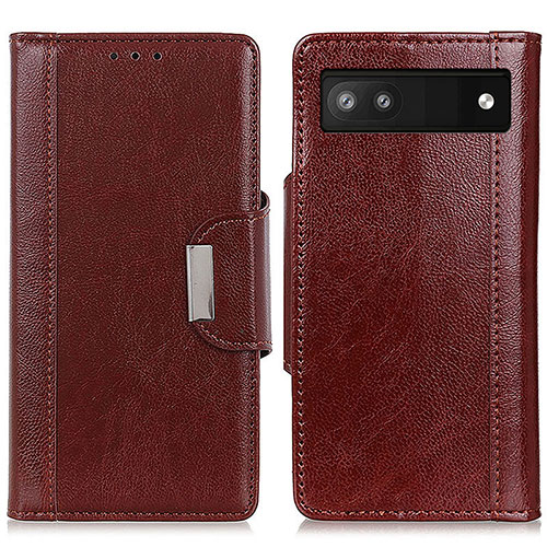 Leather Case Stands Flip Cover Holder M01L for Google Pixel 7a 5G Brown