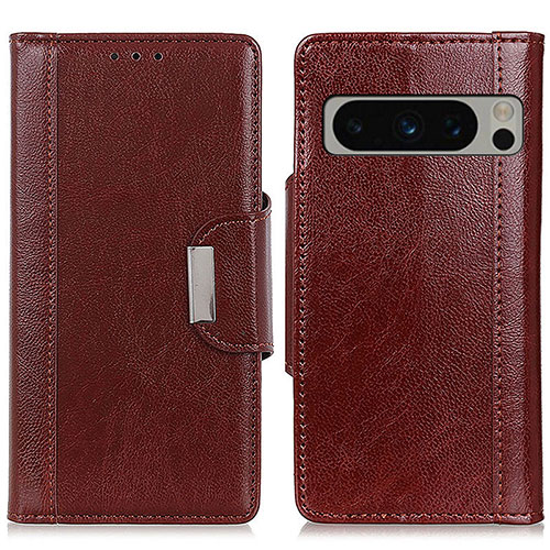 Leather Case Stands Flip Cover Holder M01L for Google Pixel 8 Pro 5G Brown