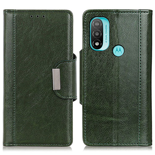 Leather Case Stands Flip Cover Holder M01L for Motorola Moto E20 Green