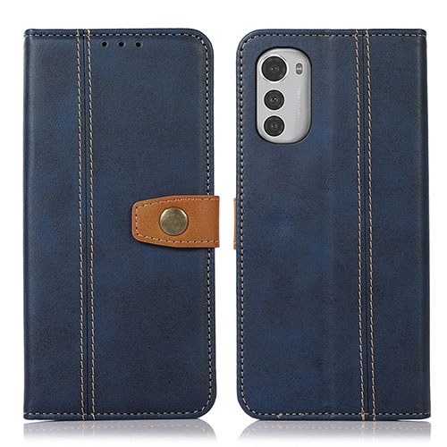 Leather Case Stands Flip Cover Holder M01L for Motorola Moto E32 Blue