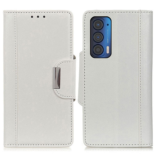 Leather Case Stands Flip Cover Holder M01L for Motorola Moto Edge (2021) 5G White