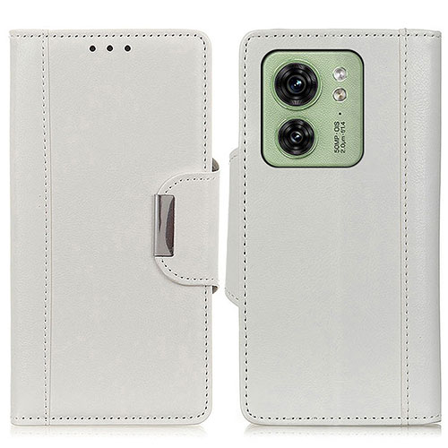 Leather Case Stands Flip Cover Holder M01L for Motorola Moto Edge (2023) 5G White