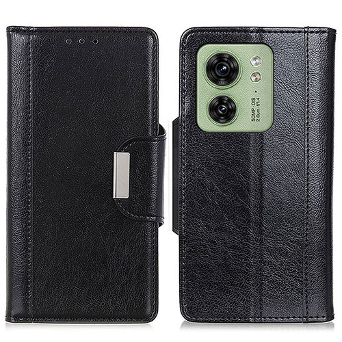 Leather Case Stands Flip Cover Holder M01L for Motorola Moto Edge 40 5G Black