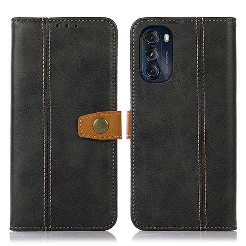 Leather Case Stands Flip Cover Holder M01L for Motorola Moto G 5G (2022) Black