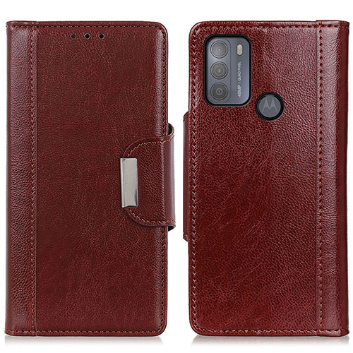 Leather Case Stands Flip Cover Holder M01L for Motorola Moto G50 Brown