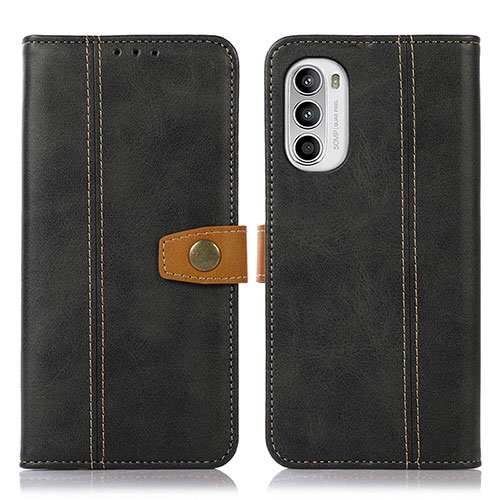 Leather Case Stands Flip Cover Holder M01L for Motorola MOTO G52 Black