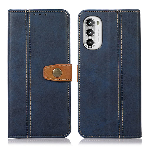 Leather Case Stands Flip Cover Holder M01L for Motorola MOTO G52 Blue