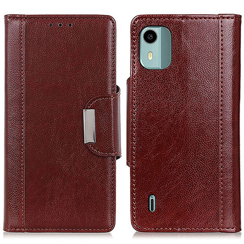 Leather Case Stands Flip Cover Holder M01L for Nokia C12 Pro Brown