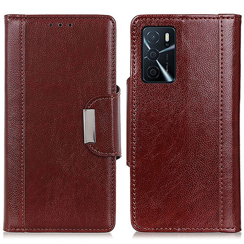 Leather Case Stands Flip Cover Holder M01L for Oppo A54s Brown