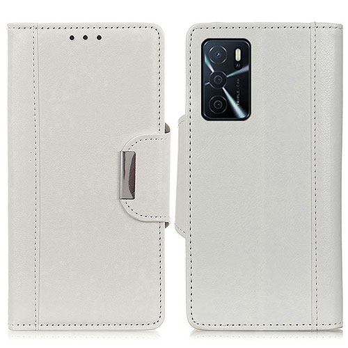 Leather Case Stands Flip Cover Holder M01L for Oppo A54s White