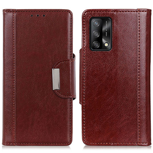 Leather Case Stands Flip Cover Holder M01L for Oppo Reno6 Lite Brown