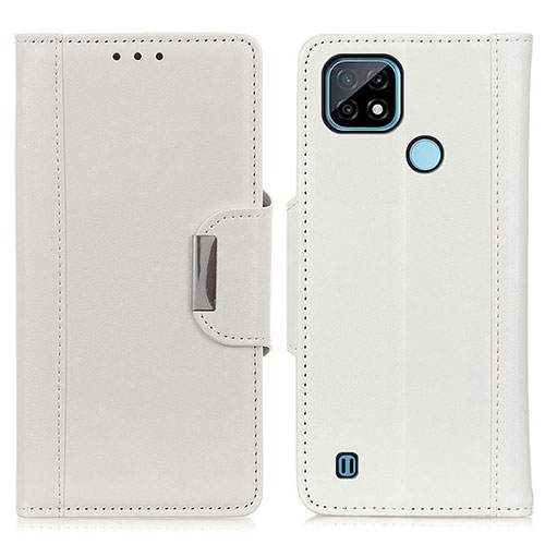 Leather Case Stands Flip Cover Holder M01L for Realme C21 White