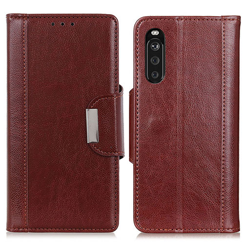 Leather Case Stands Flip Cover Holder M01L for Sony Xperia 10 III Brown
