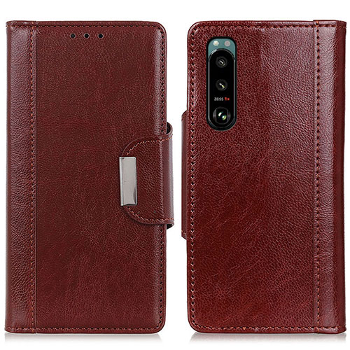 Leather Case Stands Flip Cover Holder M01L for Sony Xperia 5 III SO-53B Brown