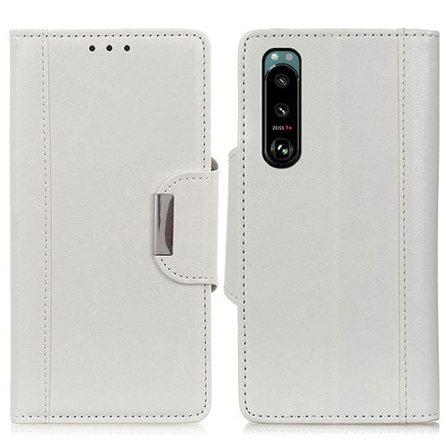 Leather Case Stands Flip Cover Holder M01L for Sony Xperia 5 III White