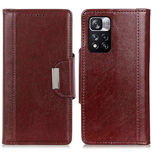 Leather Case Stands Flip Cover Holder M01L for Xiaomi Mi 11i 5G (2022) Brown