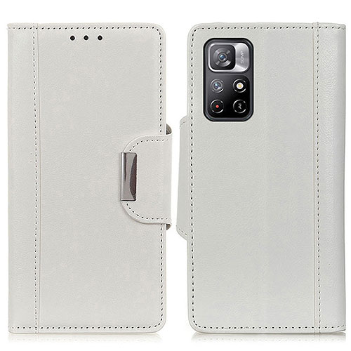 Leather Case Stands Flip Cover Holder M01L for Xiaomi Poco M4 Pro 5G White