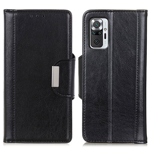 Leather Case Stands Flip Cover Holder M01L for Xiaomi Redmi Note 10 Pro 4G Black