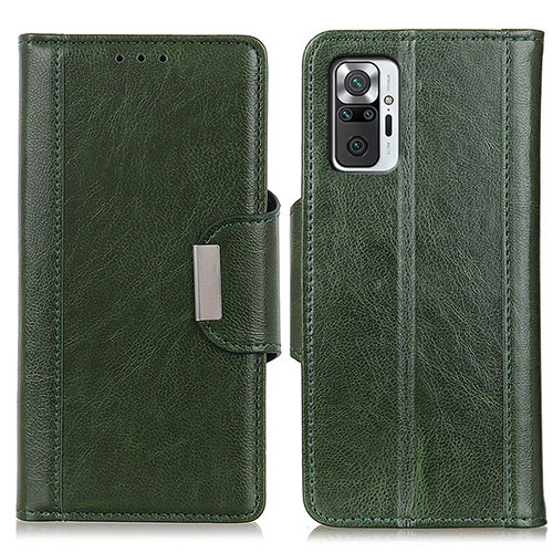 Leather Case Stands Flip Cover Holder M01L for Xiaomi Redmi Note 10 Pro 4G Green