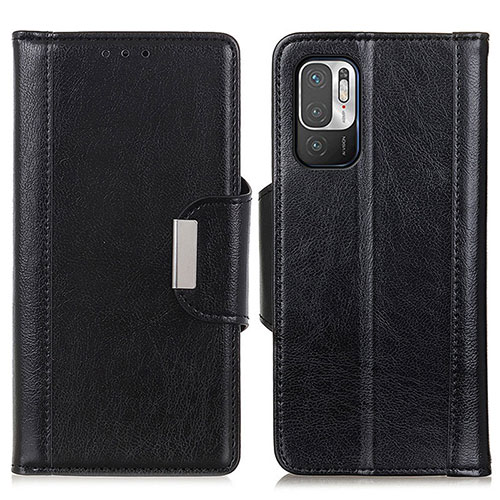 Leather Case Stands Flip Cover Holder M01L for Xiaomi Redmi Note 10T 5G Black