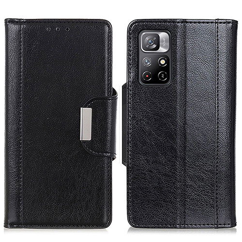 Leather Case Stands Flip Cover Holder M01L for Xiaomi Redmi Note 11 5G Black