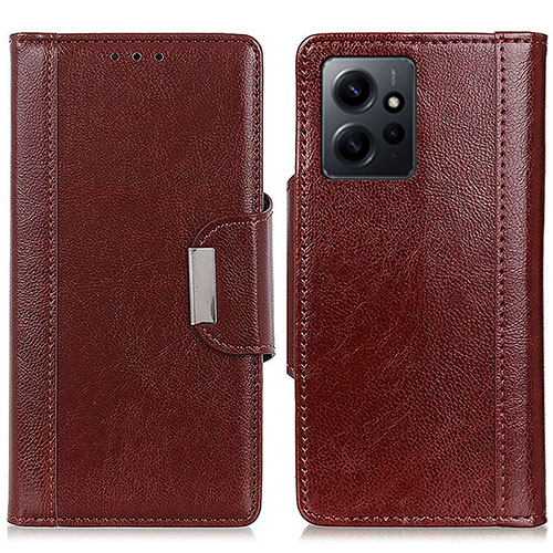 Leather Case Stands Flip Cover Holder M01L for Xiaomi Redmi Note 12 4G Brown