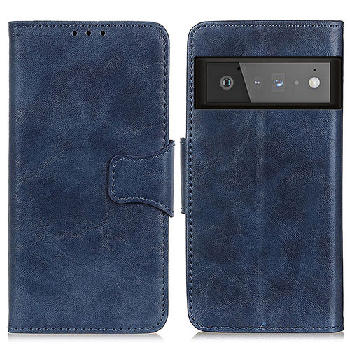 Leather Case Stands Flip Cover Holder M02L for Google Pixel 6 Pro 5G Blue