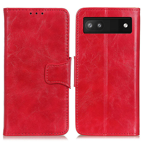 Leather Case Stands Flip Cover Holder M02L for Google Pixel 6a 5G Red