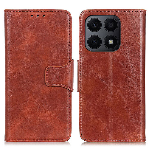 Leather Case Stands Flip Cover Holder M02L for Huawei Honor X8a 4G Brown