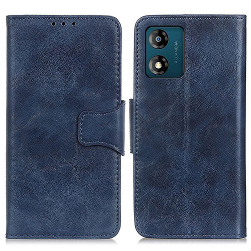 Leather Case Stands Flip Cover Holder M02L for Motorola Moto E13 Blue