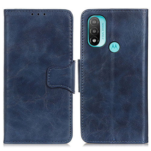 Leather Case Stands Flip Cover Holder M02L for Motorola Moto E20 Blue